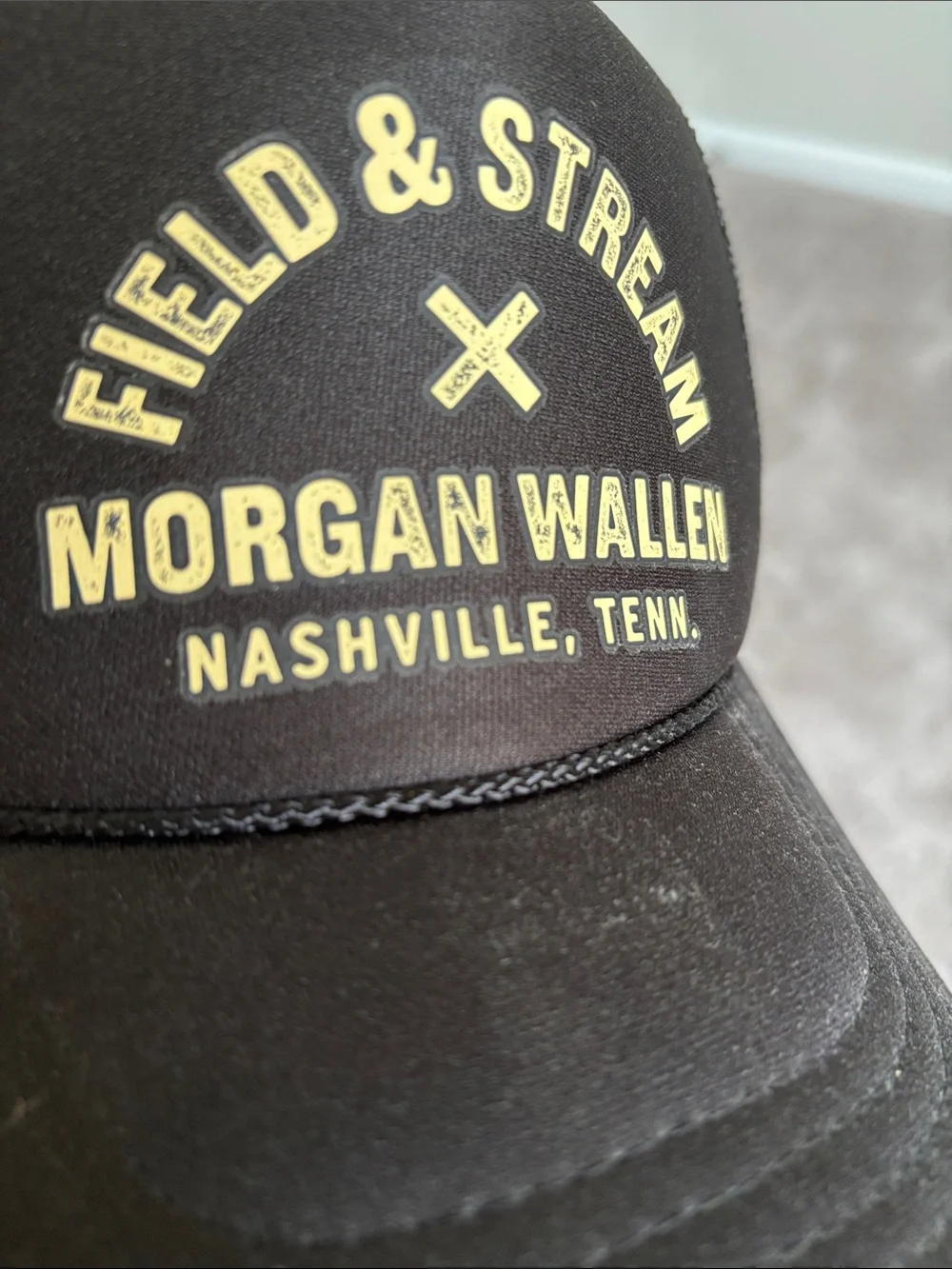 Field & Stream Black Trucker Hat with Yellow Embroidered Logo